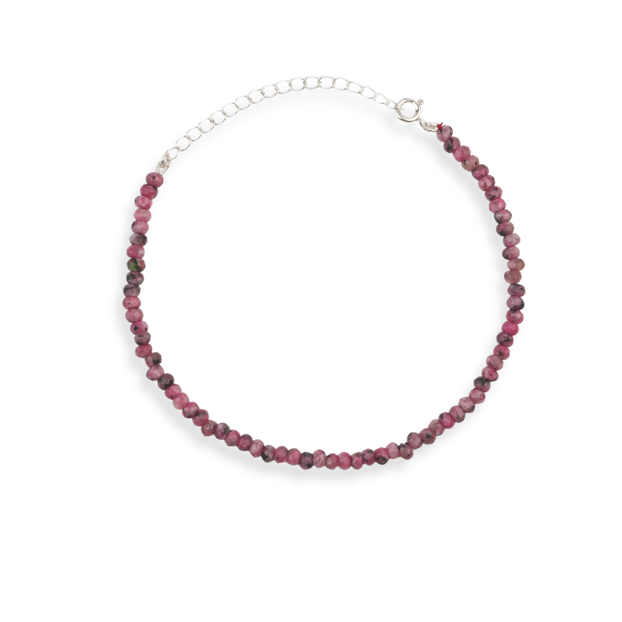 Pink Jade Silver Anklet (Project Handmade)