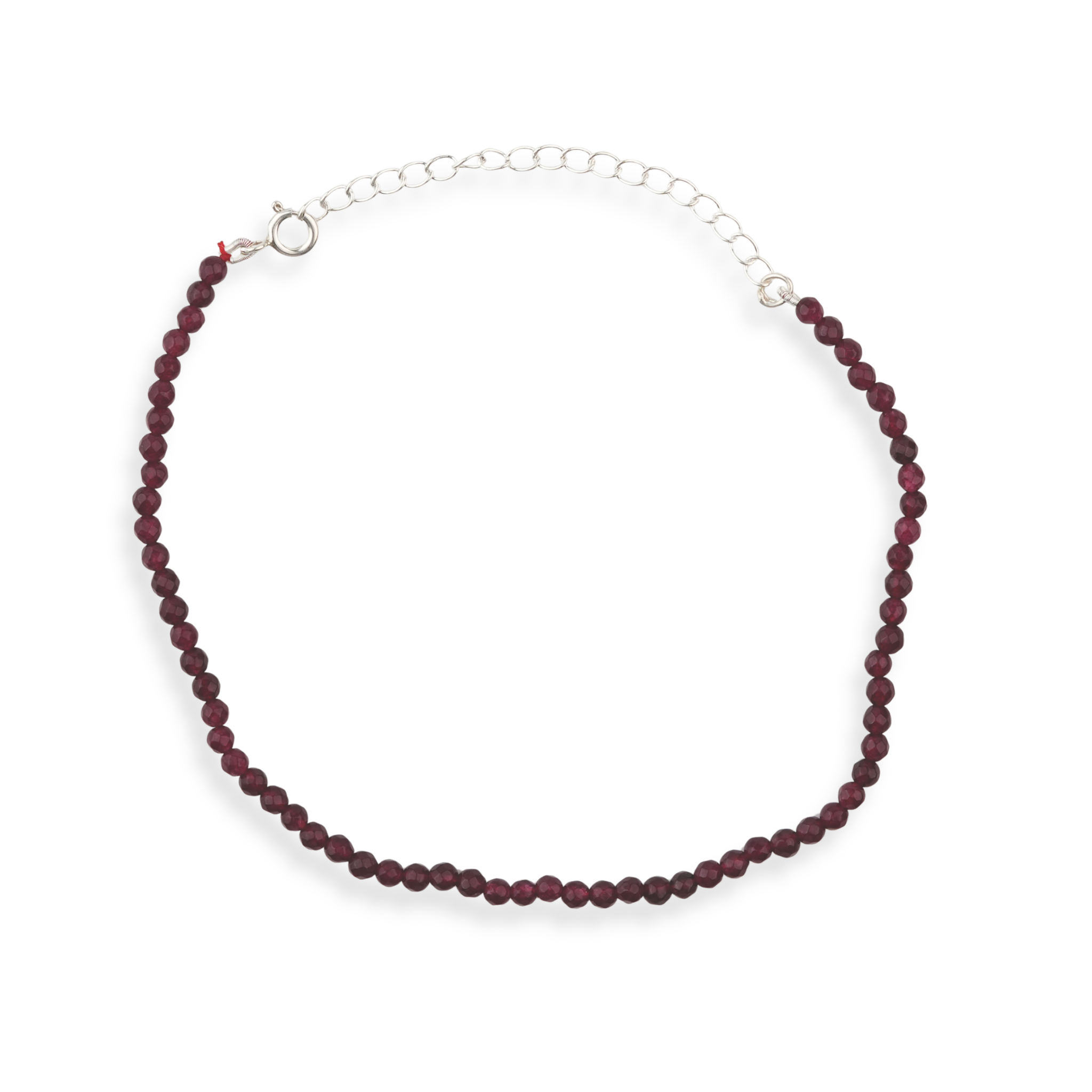 Red Jade Silver Anklet (Project Handmade)