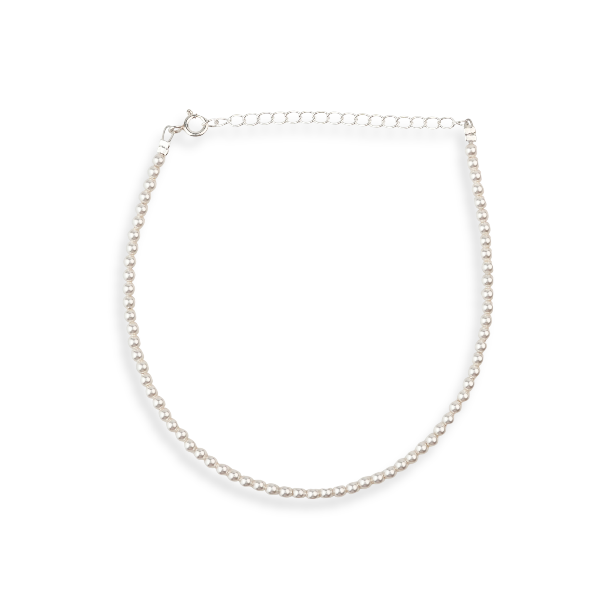 Silver Anklet with 3mm Swarovski Pearl