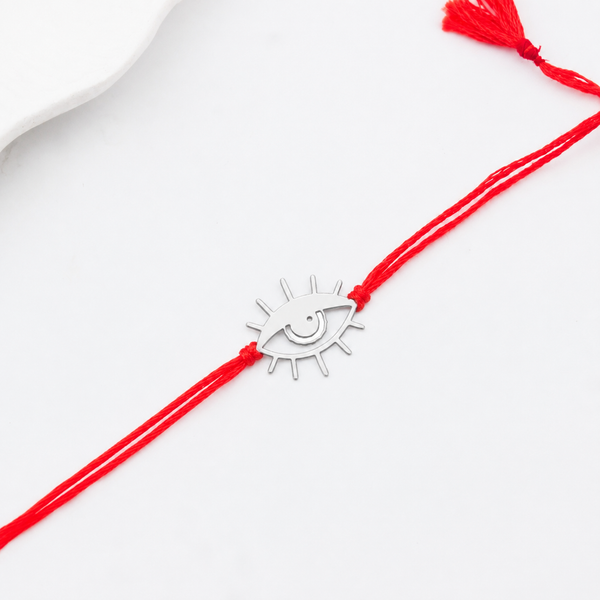 Silver Laser Cut Evil Eye Rakhi