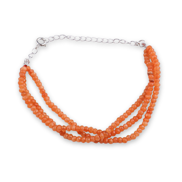 Orange Jade Silver Bracelet (Project Handmade)