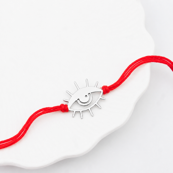 Silver Laser Cut Evil Eye Rakhi