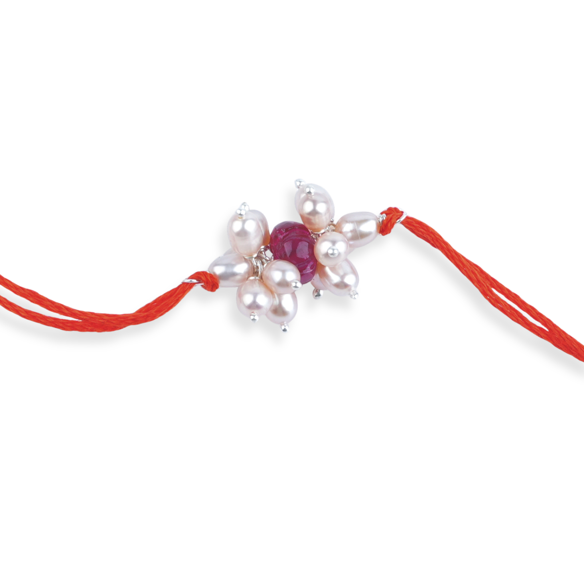 Ruby & Pearl Handmade Silver Rakhi