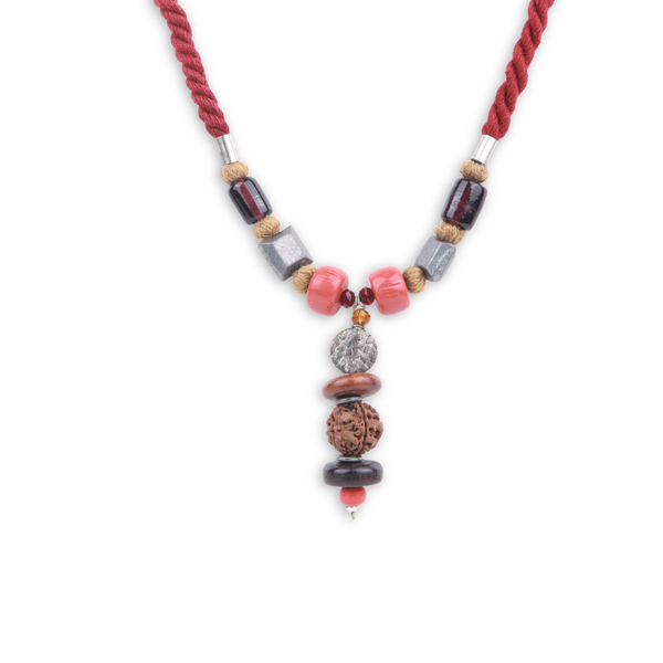 Glass Bead & Wooden Bead Necklace