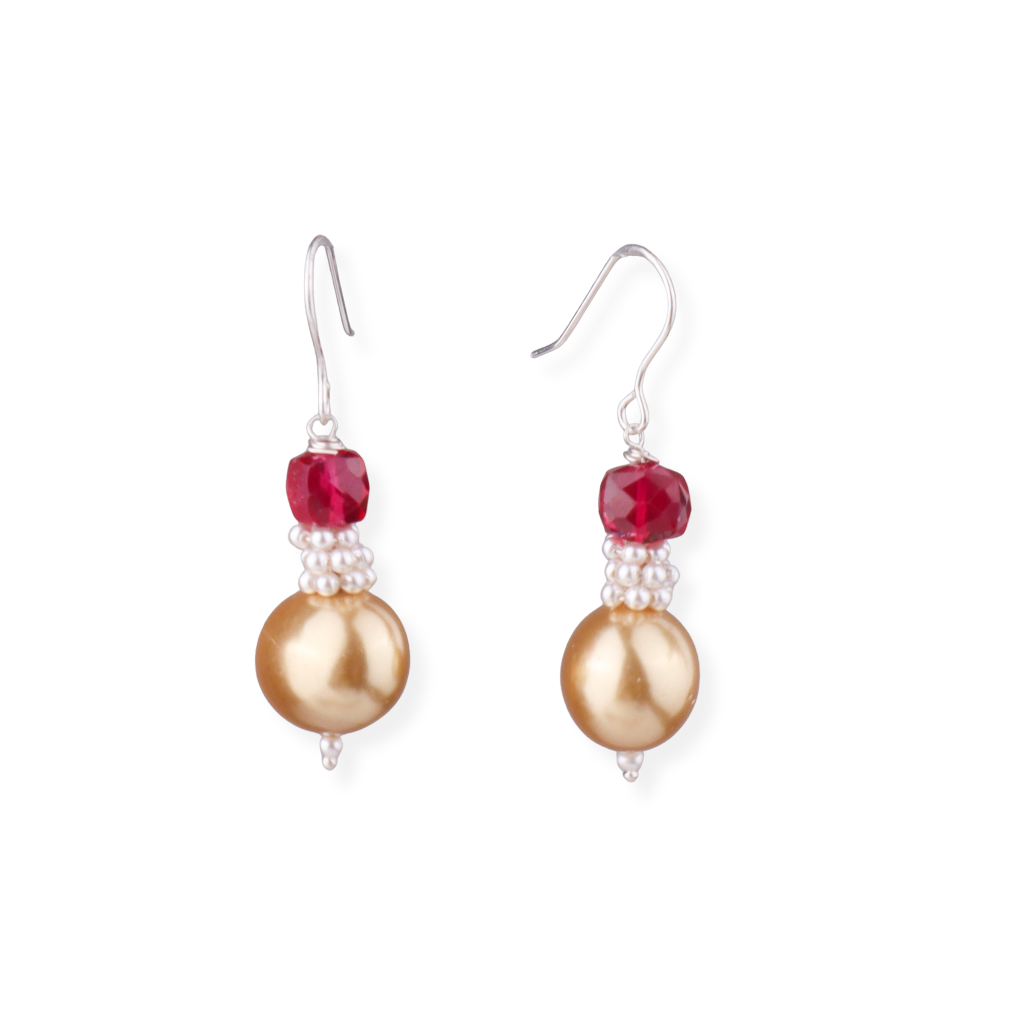 Ruby & Pearl Silver Earrings (Project Handmade)