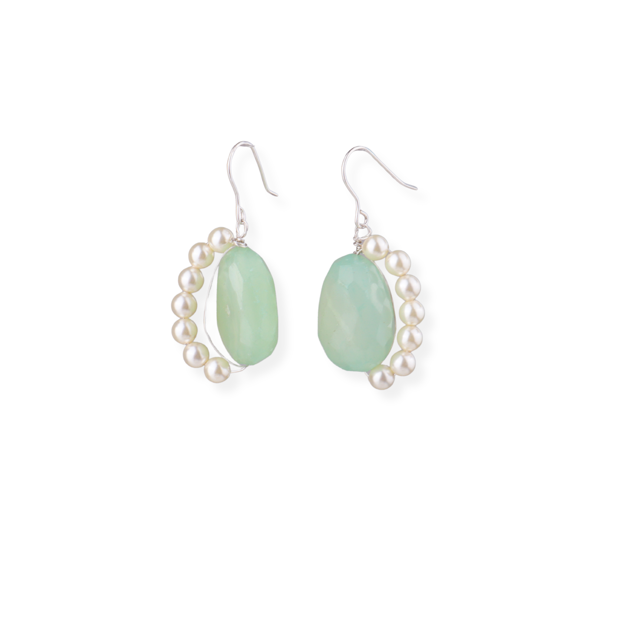 Silver Earrings with Semi-Precious Stones & Pearls (Project Handmade)
