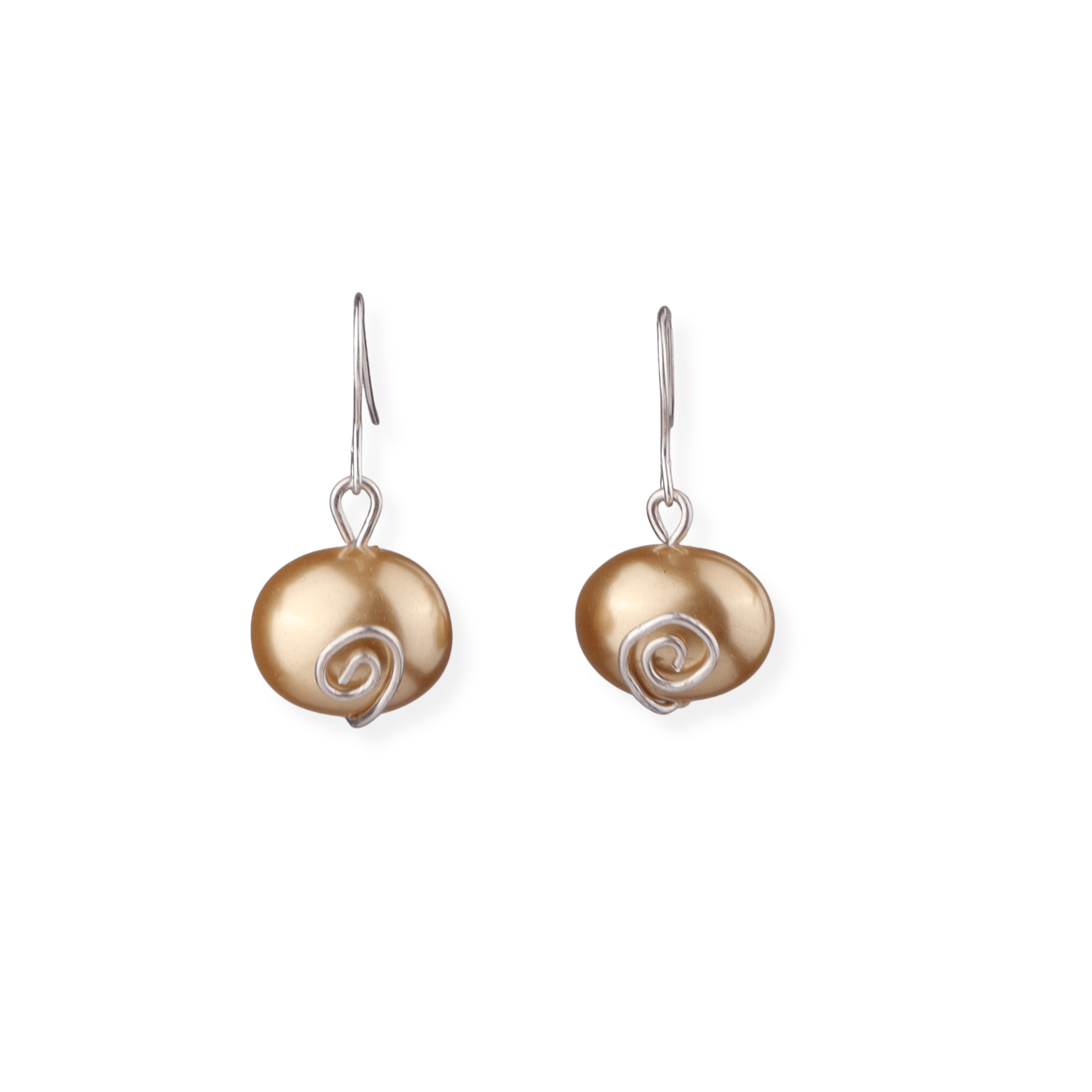 Golden pearl silver earrings