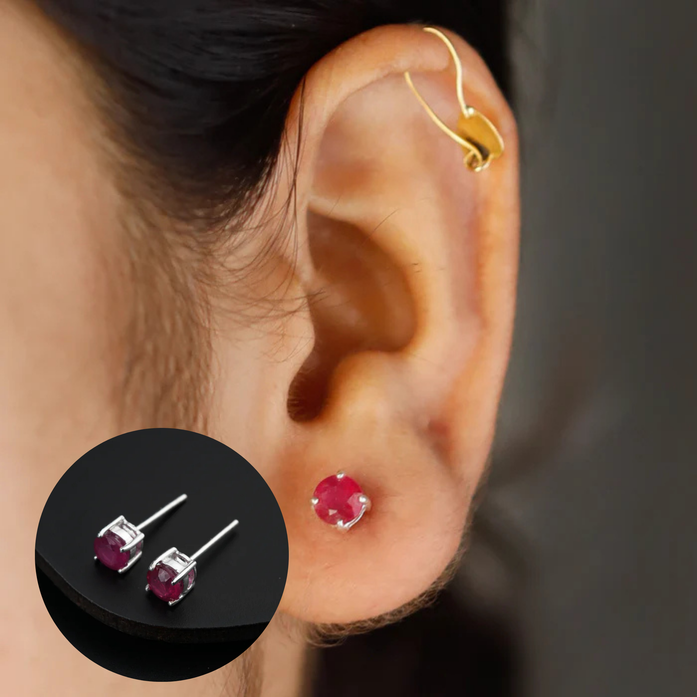 Ruby Silver Studs