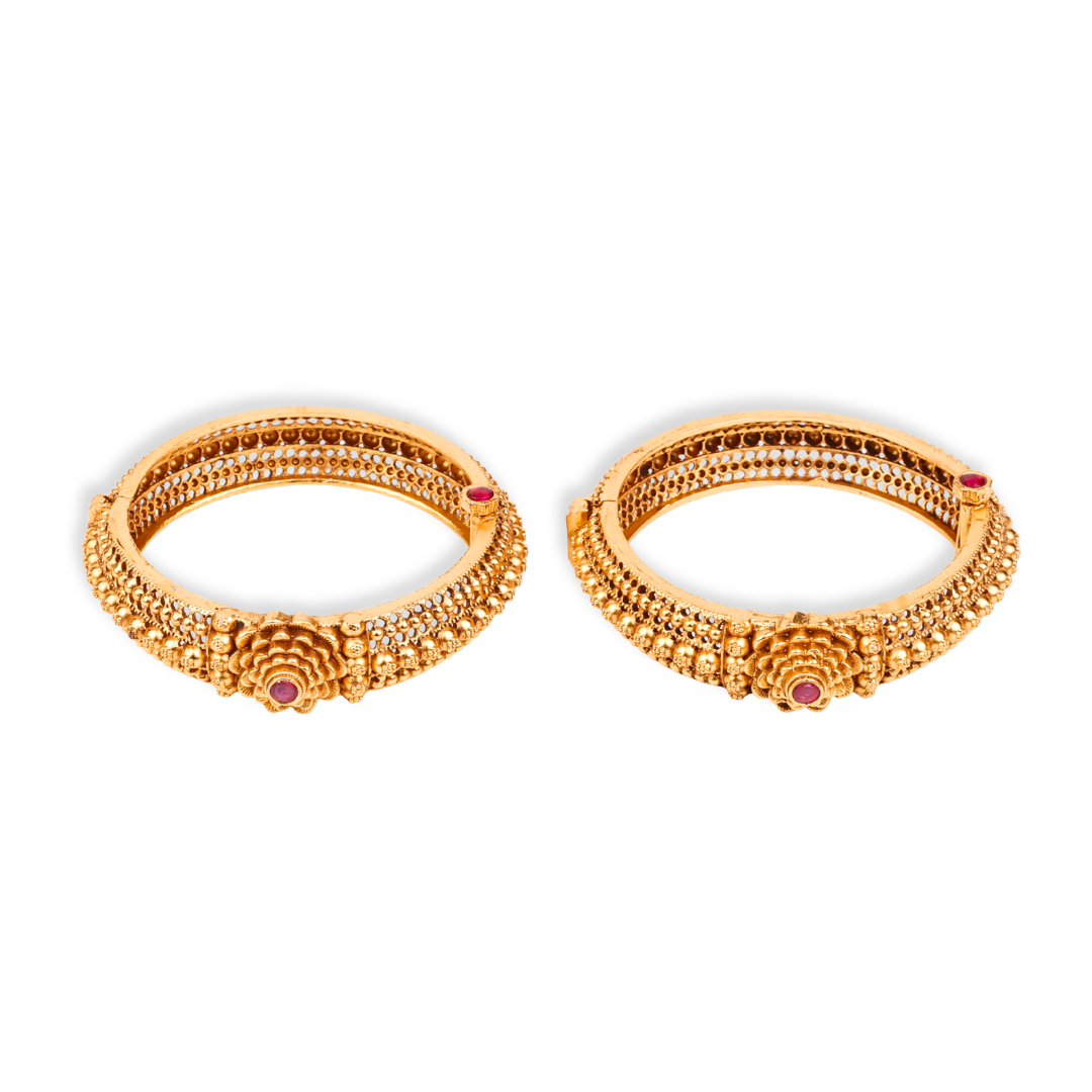 22K Gold Plated Fashion Gulab Tode (Pair)