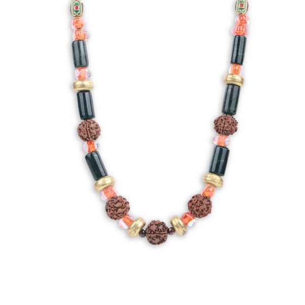 Necklace with Glass Beads & Rudraksha