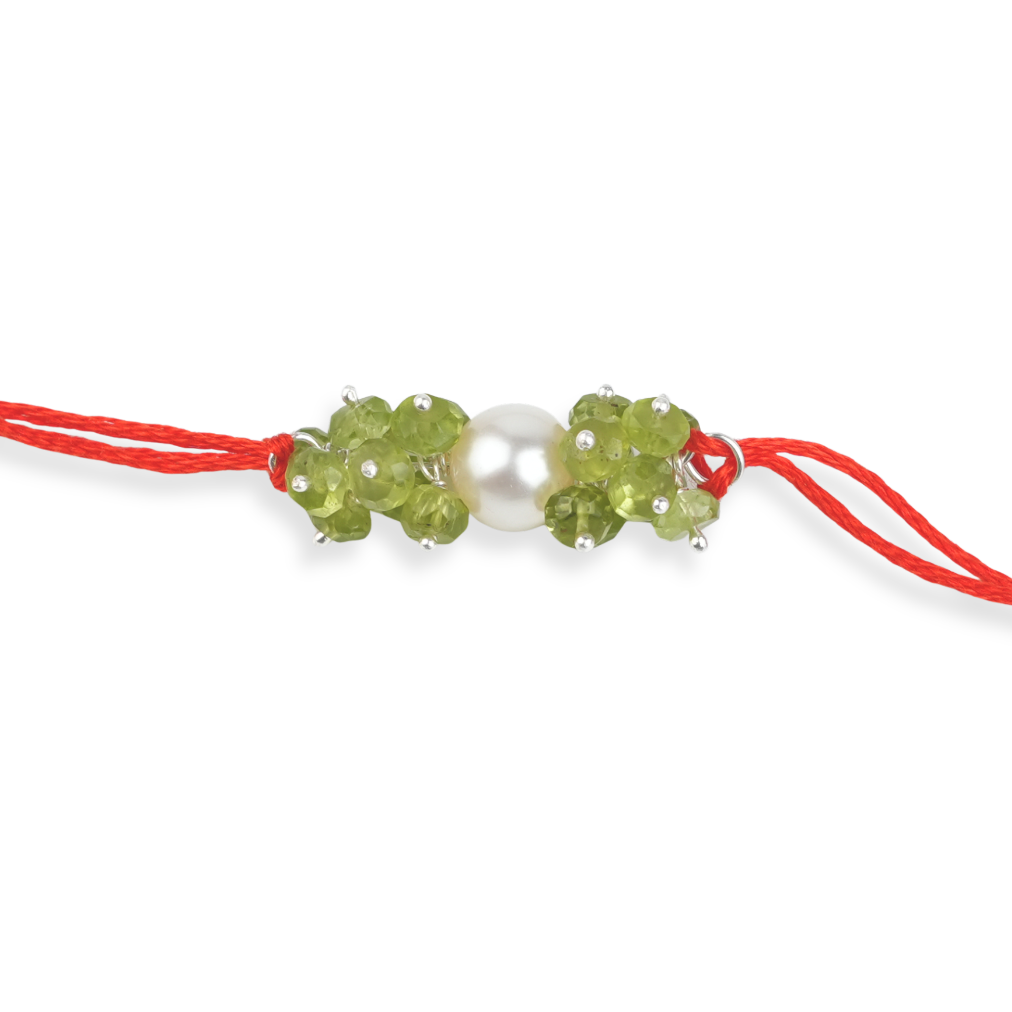 Peridot & Pearl Handmade Silver Rakhi