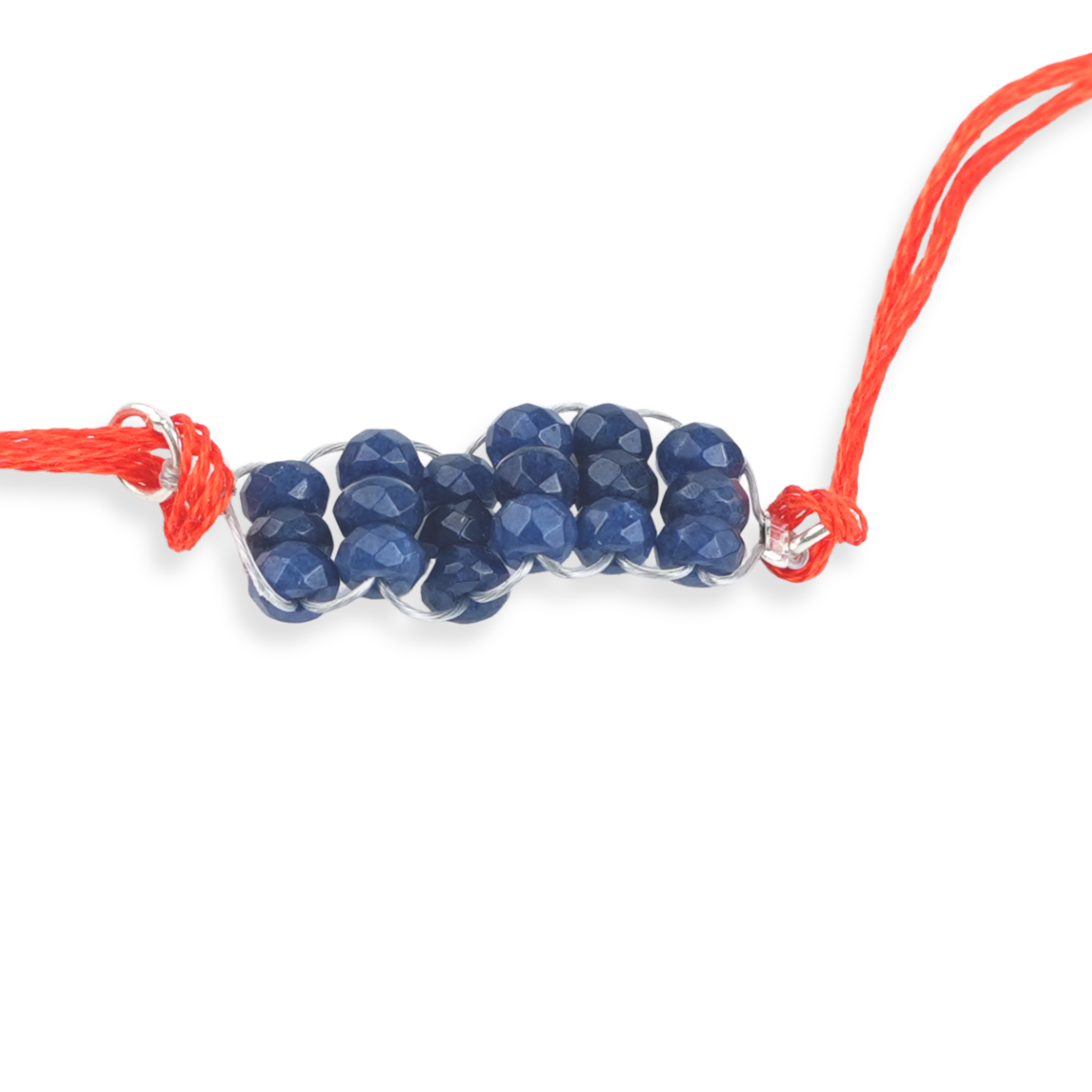 Blue Agate Handmade Silver Rakhi