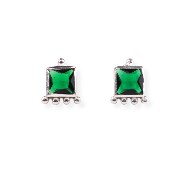 Green CZ Stud | 92.5 Silver