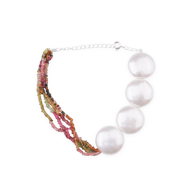 Half & Half Bracelet - Tourmaline & Coin Pearls