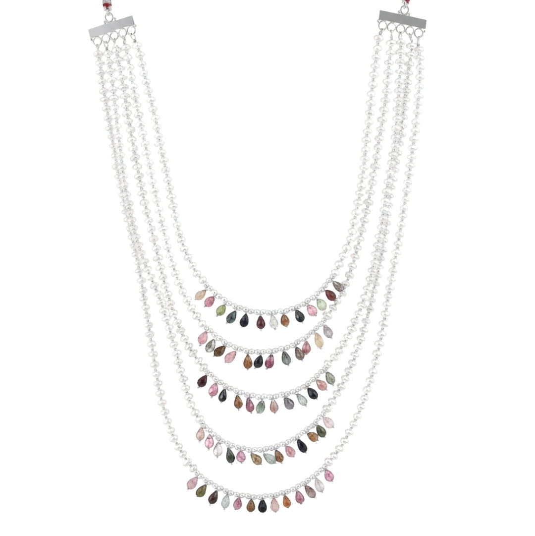 Luxe Necklace - Tourmaline and Fresh Water Pearls