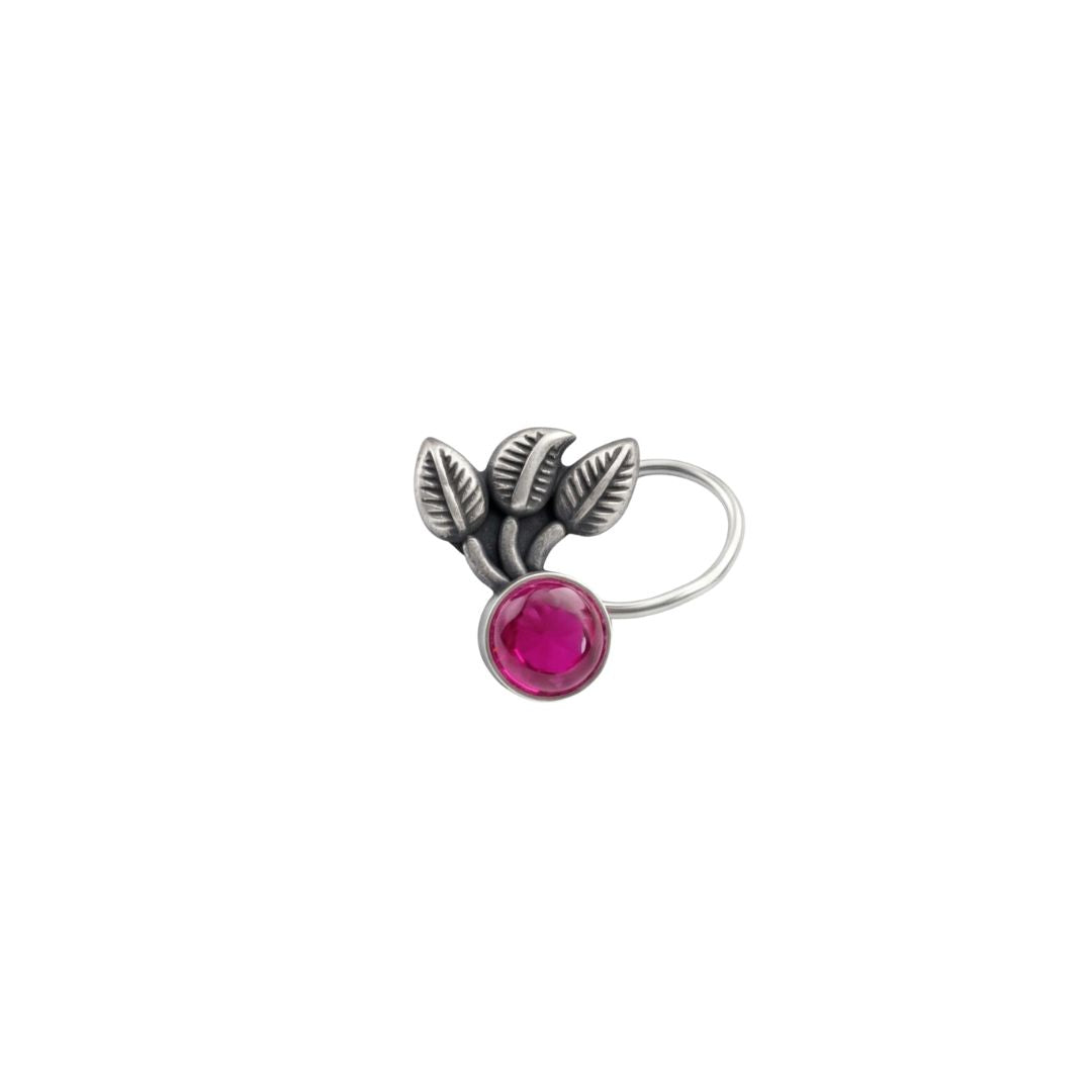 Oxidised Pink Petalfall Pierced Nose Pin (Large)