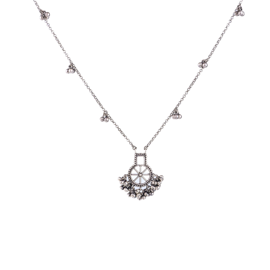 Silver Chakra Filigree Ghungroo Necklace