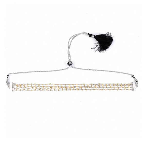 Front view of Golden Pearl Choker in 92.5 silver with 22K gold plated finish and elegant close-fit design