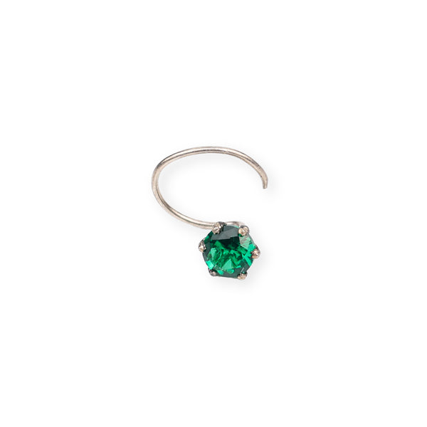Green CZ Nose Pin - Big (Pierced)