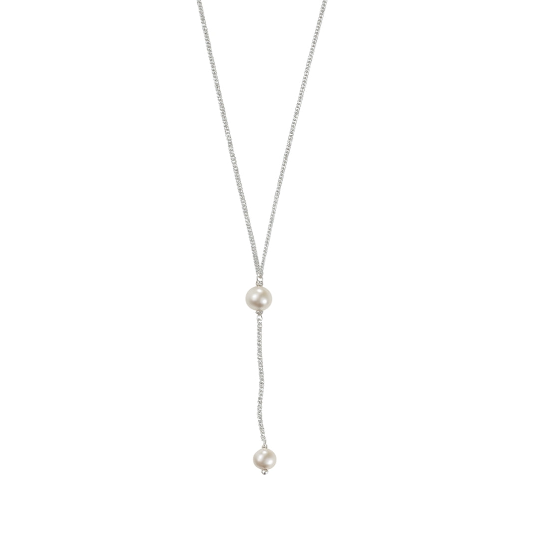 Classic Silver Pearl 'Y' Necklace