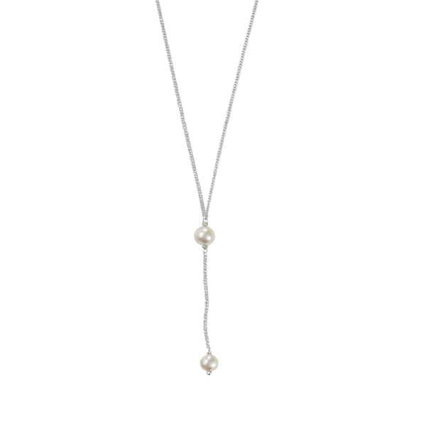 Classic Silver Pearl 'Y' Necklace