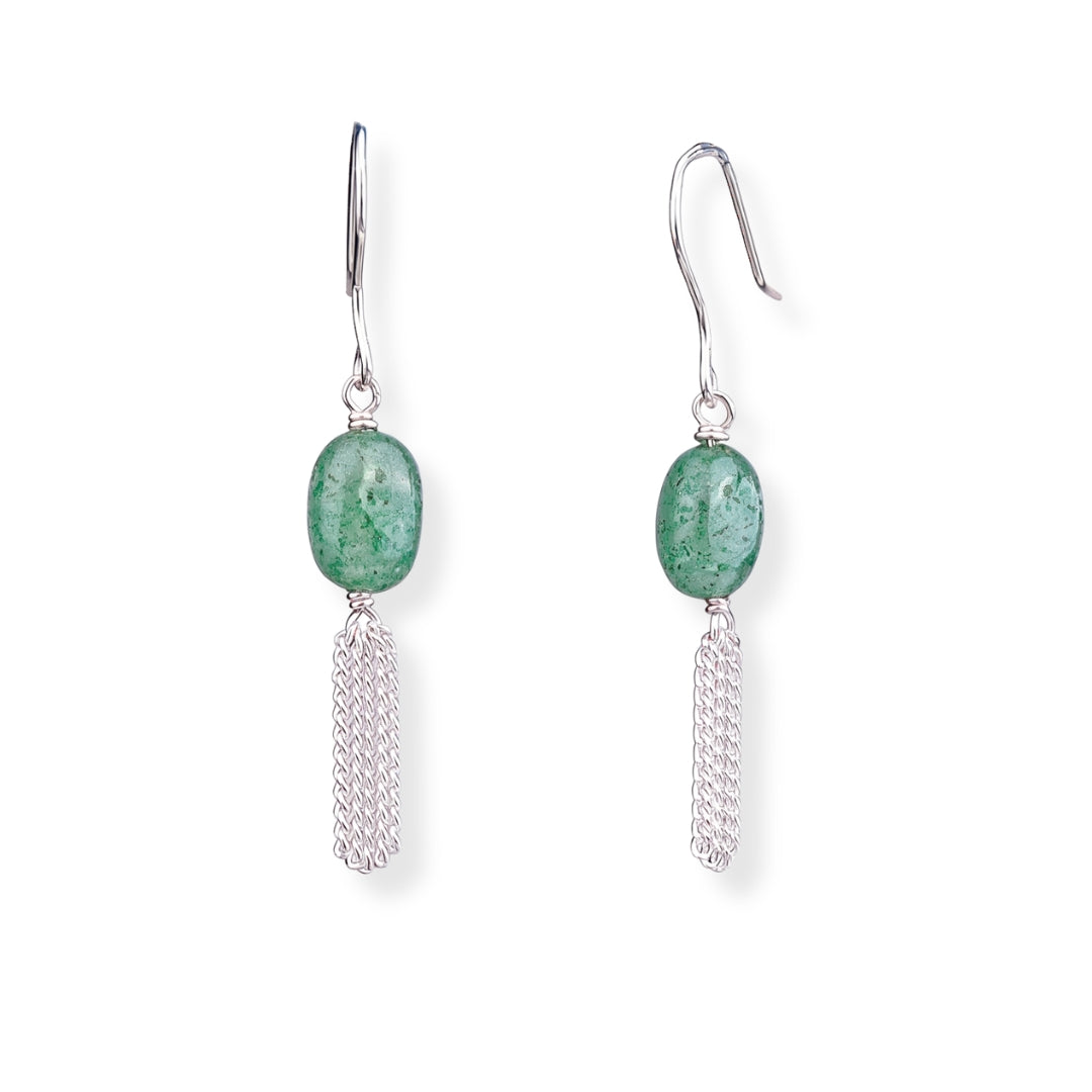 Russian Quartz & Chain Bunch Silver Earrings (Project Handmade)