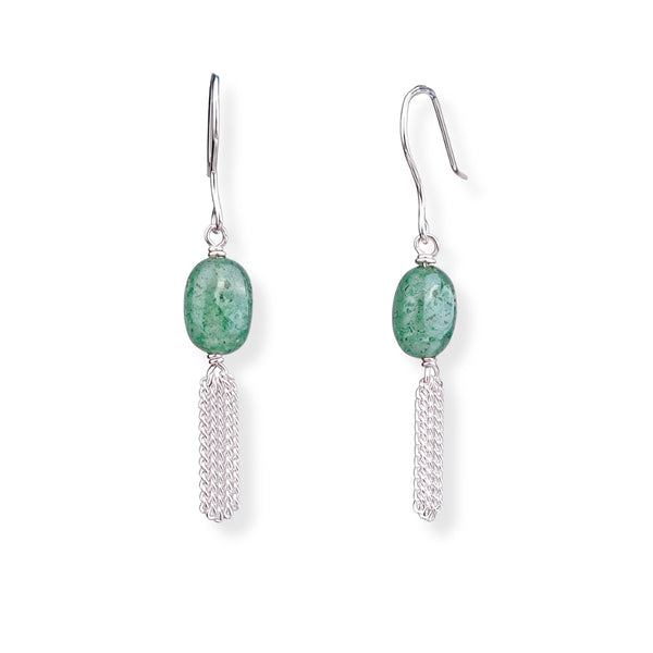 Russian Quartz & Chain Bunch Silver Earrings (Project Handmade)