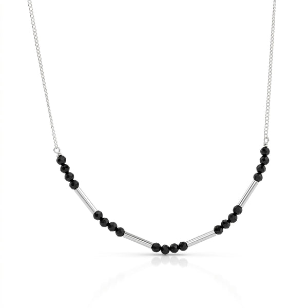 Black Spinel & Pipe Silver Chain Mangalsutra (Project Handmade)