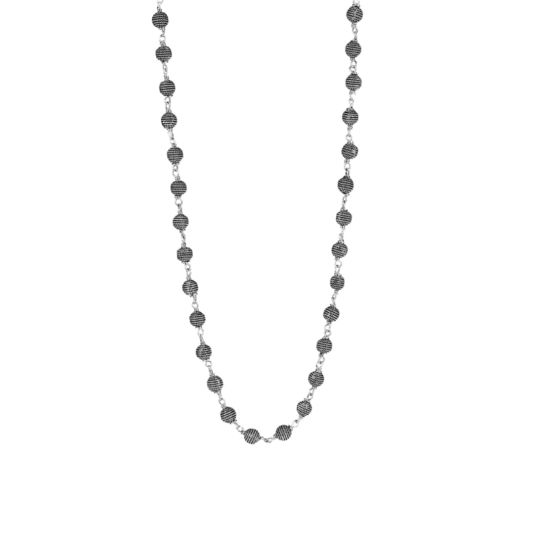 Silver Carved Bead Ganthan necklace