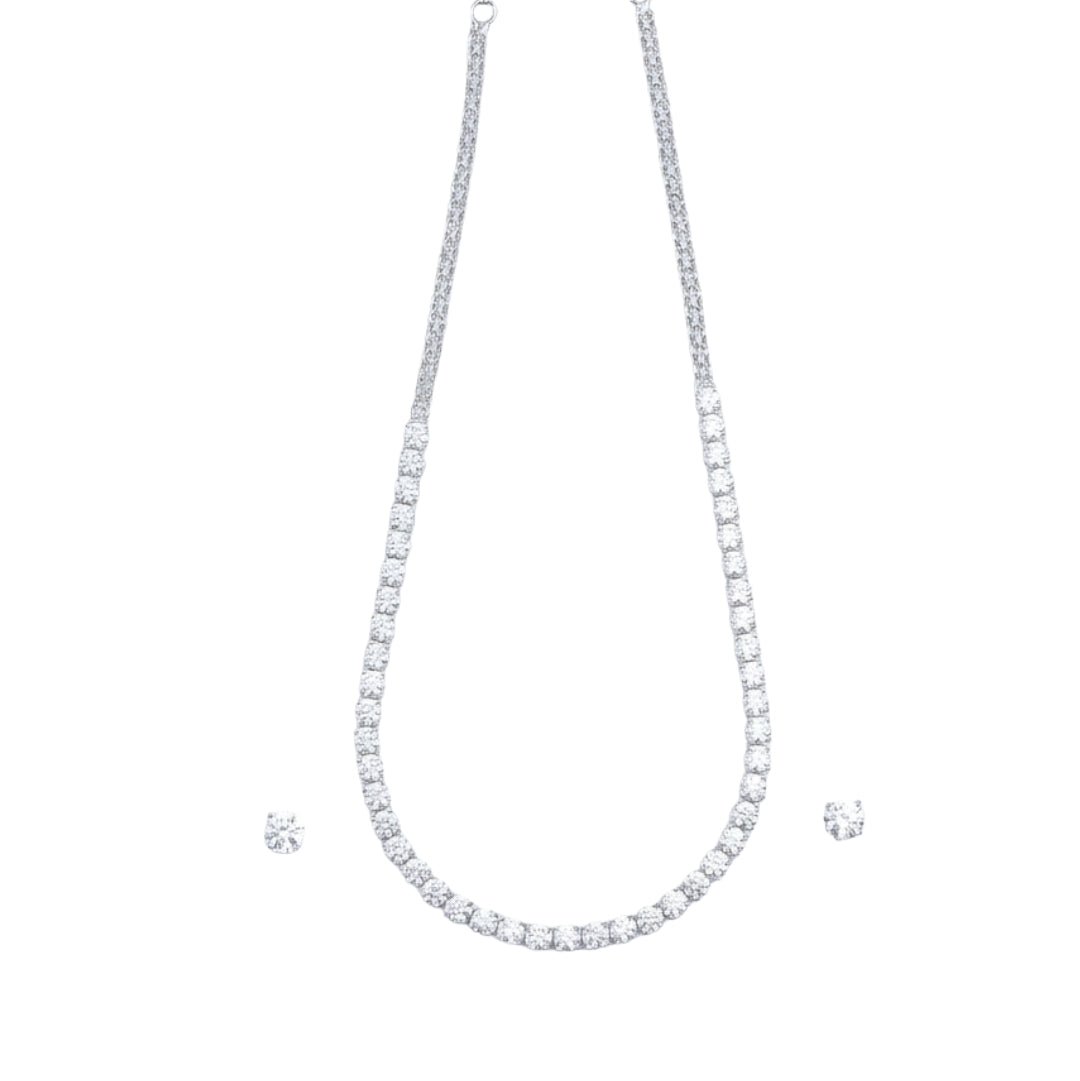 Silver CZ Necklace and Earring Set