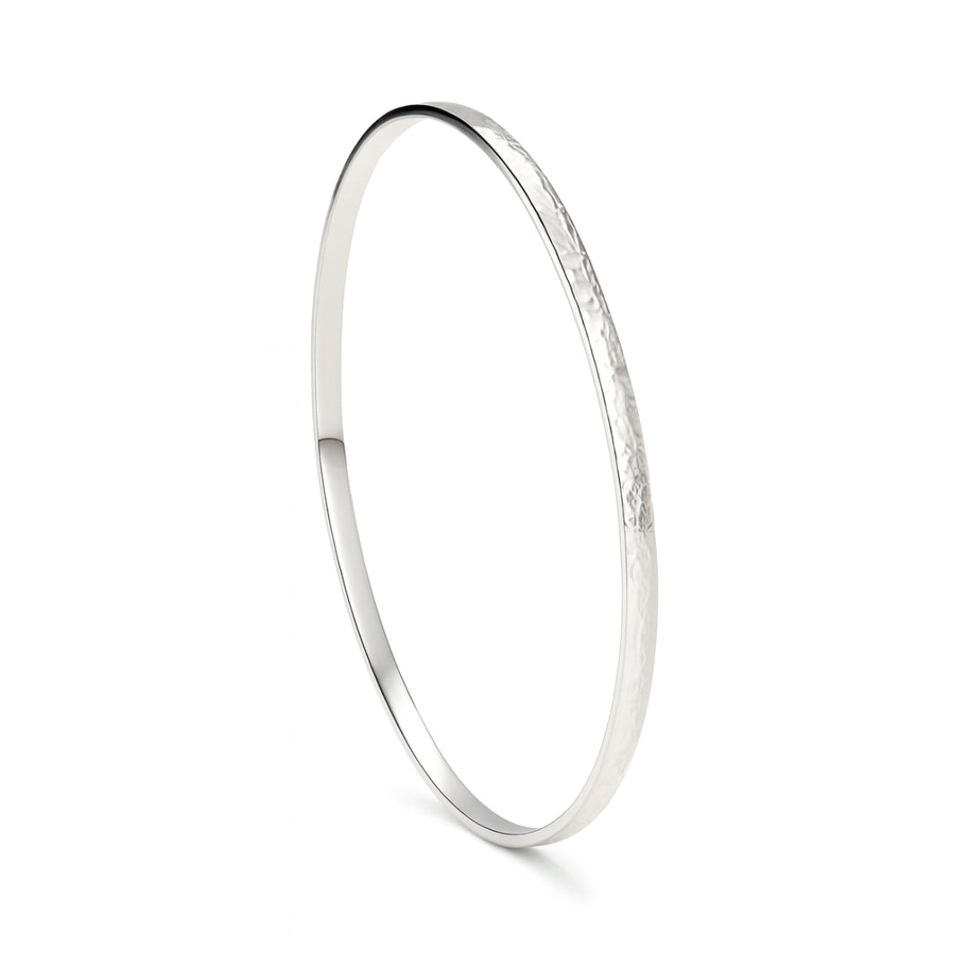 Thin Silver Textured Bangle