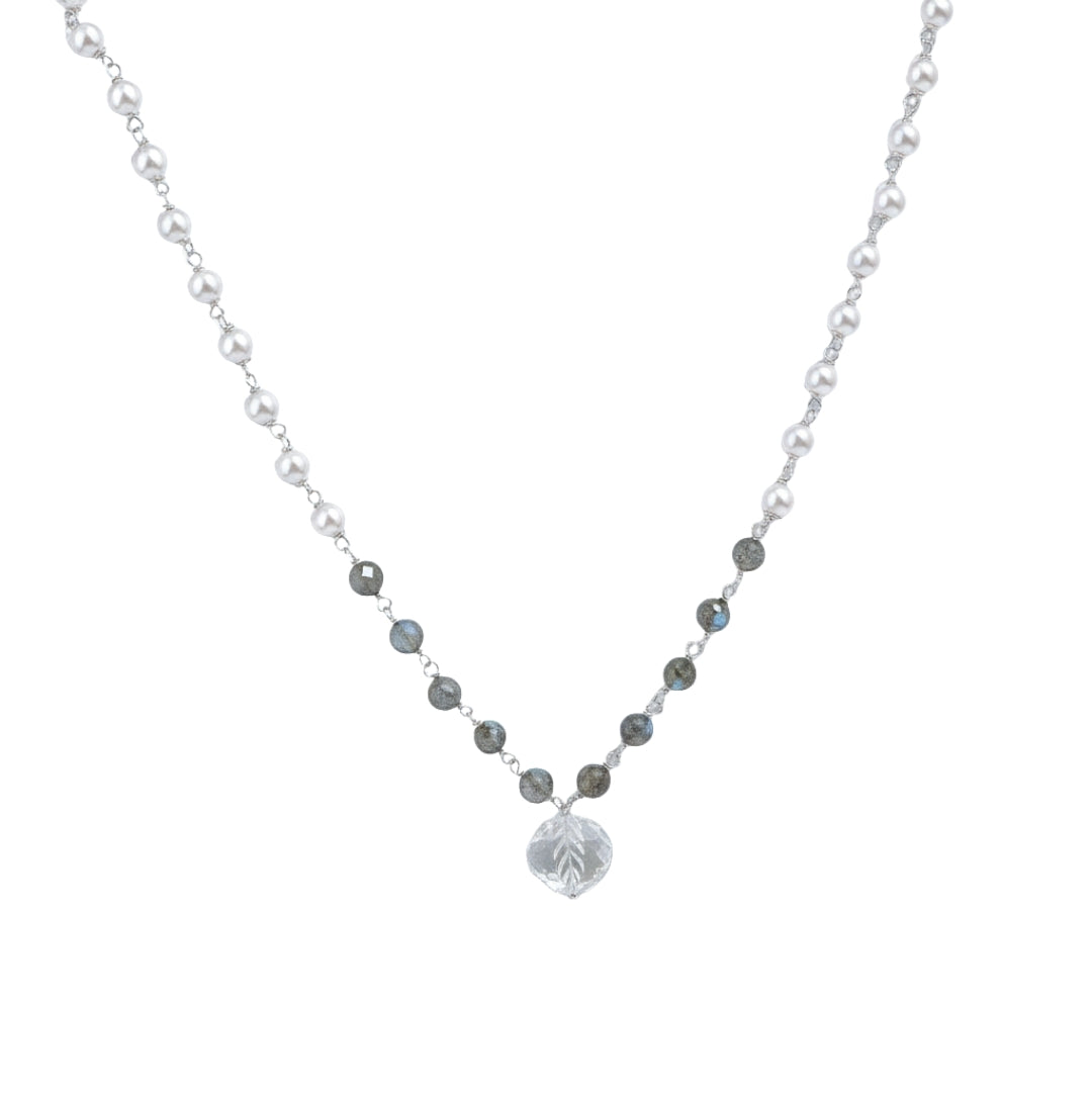 Pearl Ganthan Necklace with Semiprecious Stones