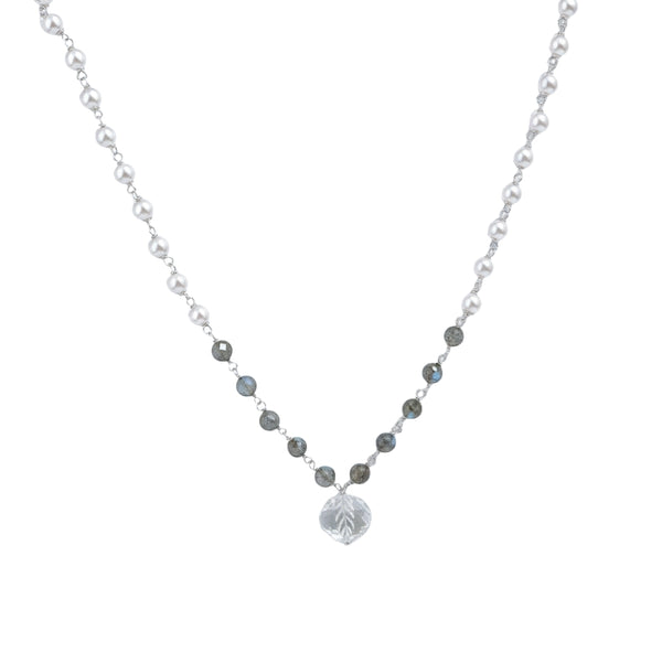Pearl Ganthan Necklace with Semiprecious Stones