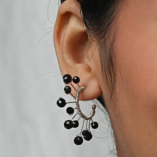 Black Spinel Snowflake Hoops (Project Handmade)