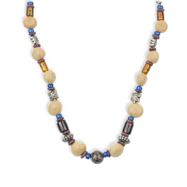 Glass Bead and Multicolour Bead Necklace