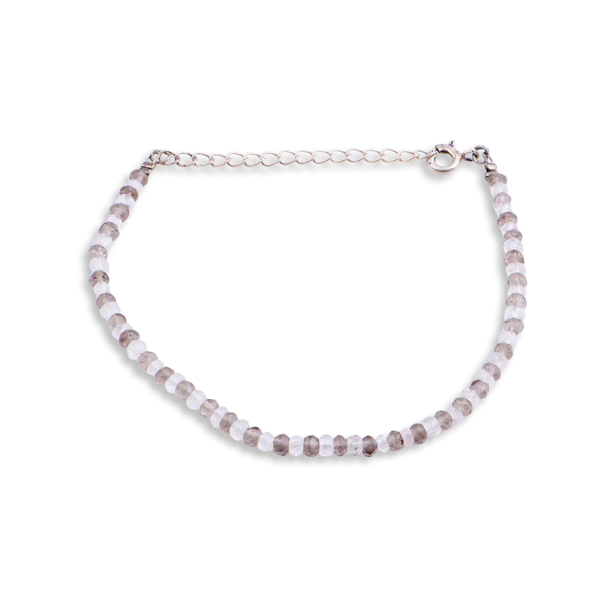 Smokey Quartz and Crystals Silver Bracelet