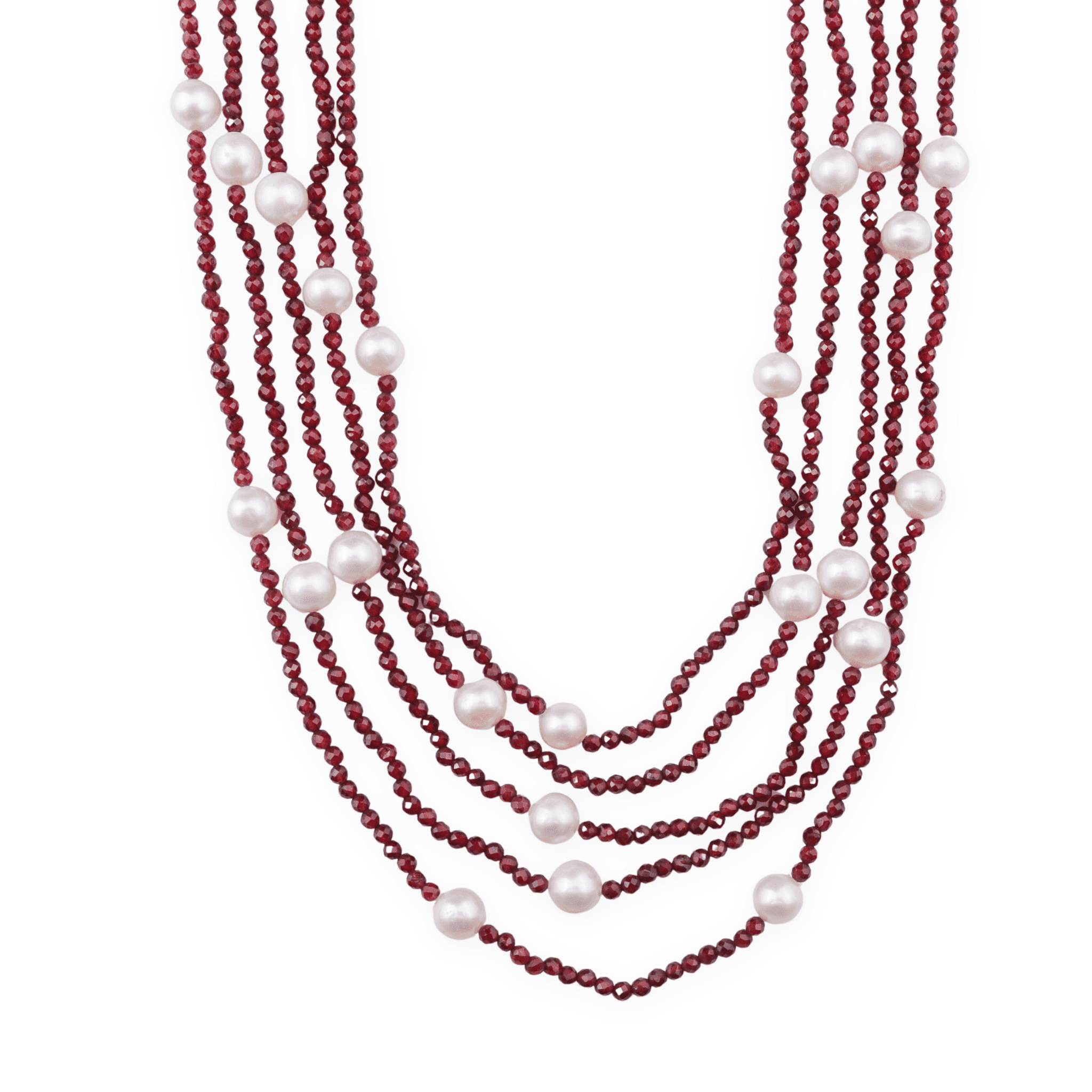 5 Layer Galaxy Necklace - Pink Opal & Pearls