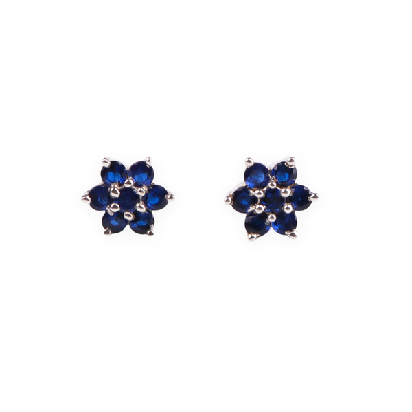 Blue CZ Flower Stud | 92.5 Silver