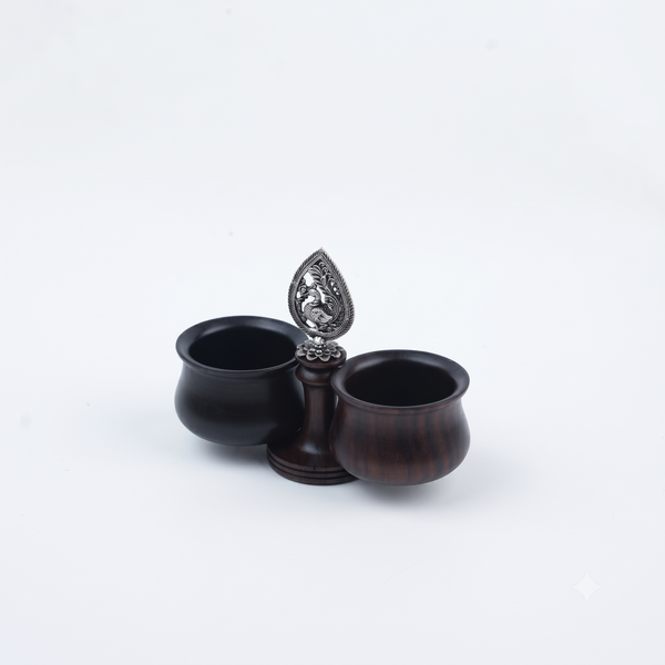 Oxidised Silver Peacock Haldi Kunku Karanda