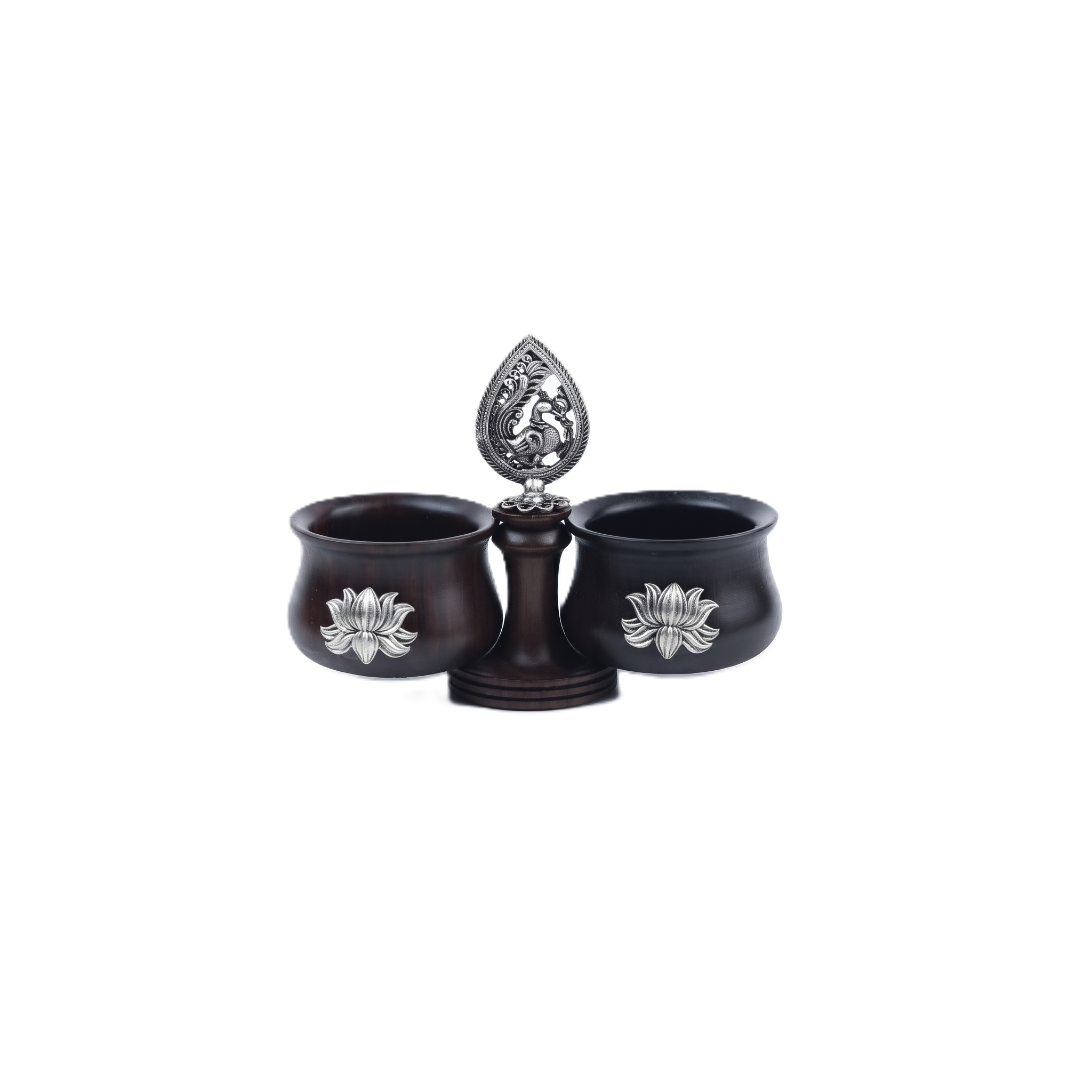 Oxidised Silver Peacock Haldi Kunku Karanda