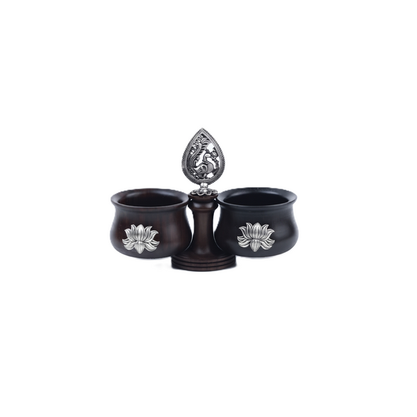Oxidised Silver Peacock Haldi Kunku Karanda