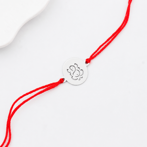 Handcrafted Silver Rakhi: Ganesh