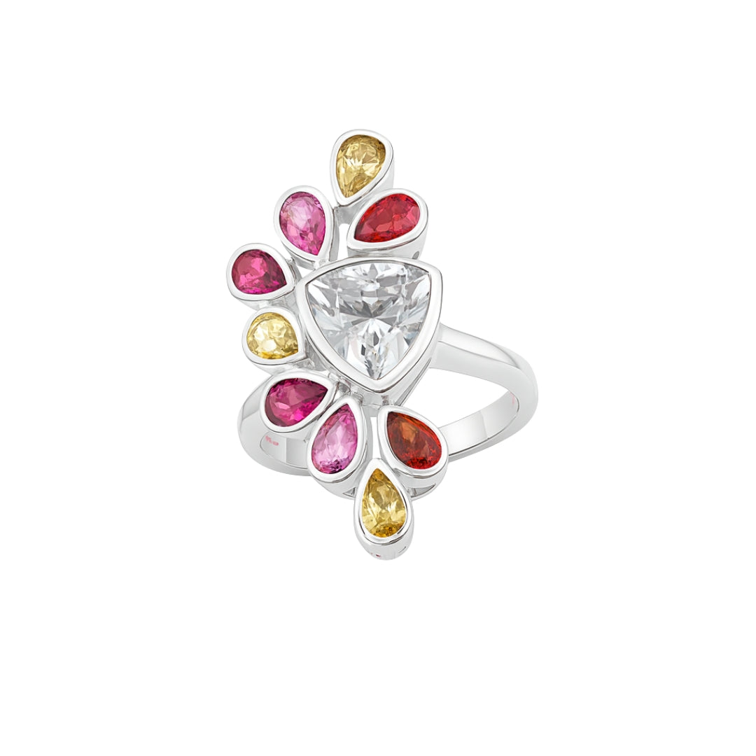 Silver Amber Mist Ring