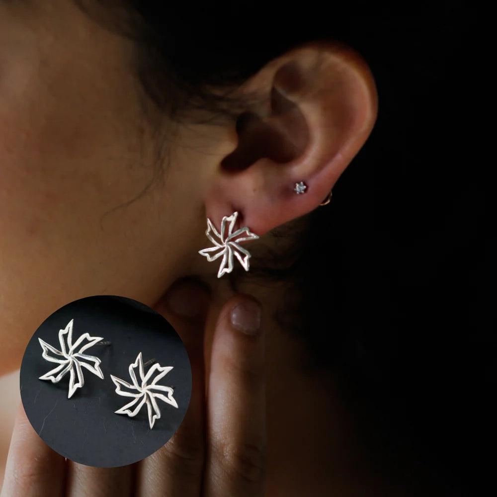 Women Vintage S925silver Flower Earrings