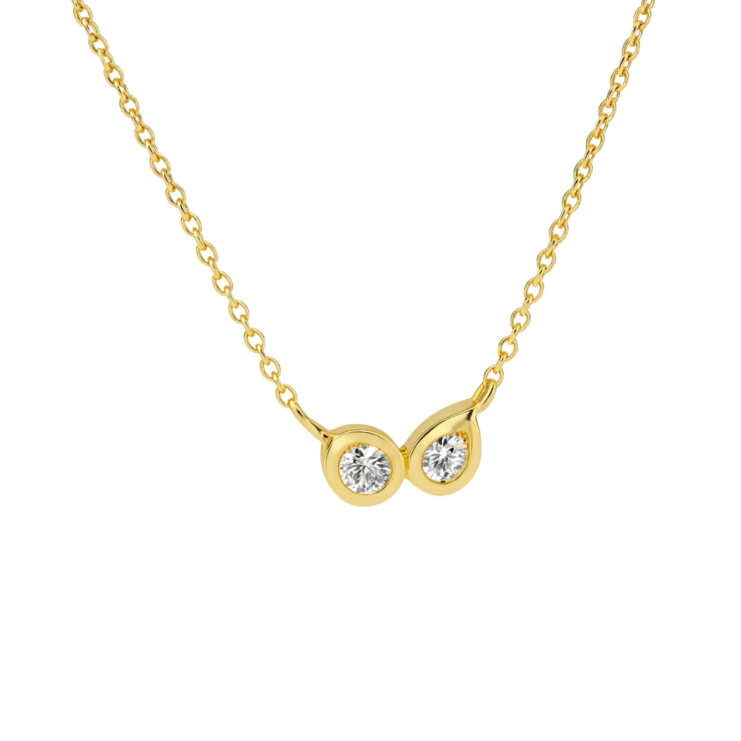 Silver Chain with Twin CZ Dots |  92.5 Silver | 22K Gold Plated