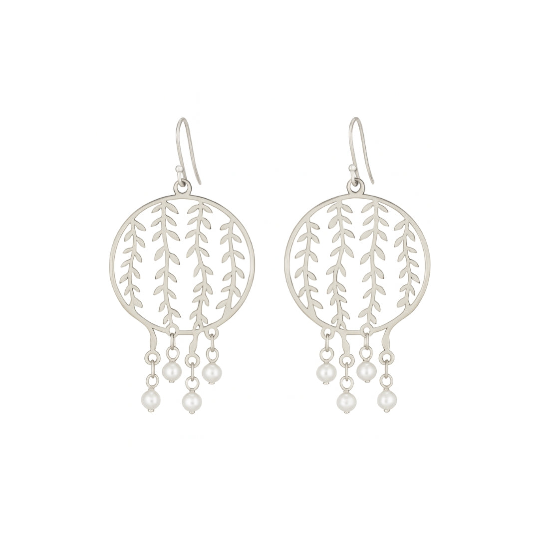 Vine drop pearl chandbali