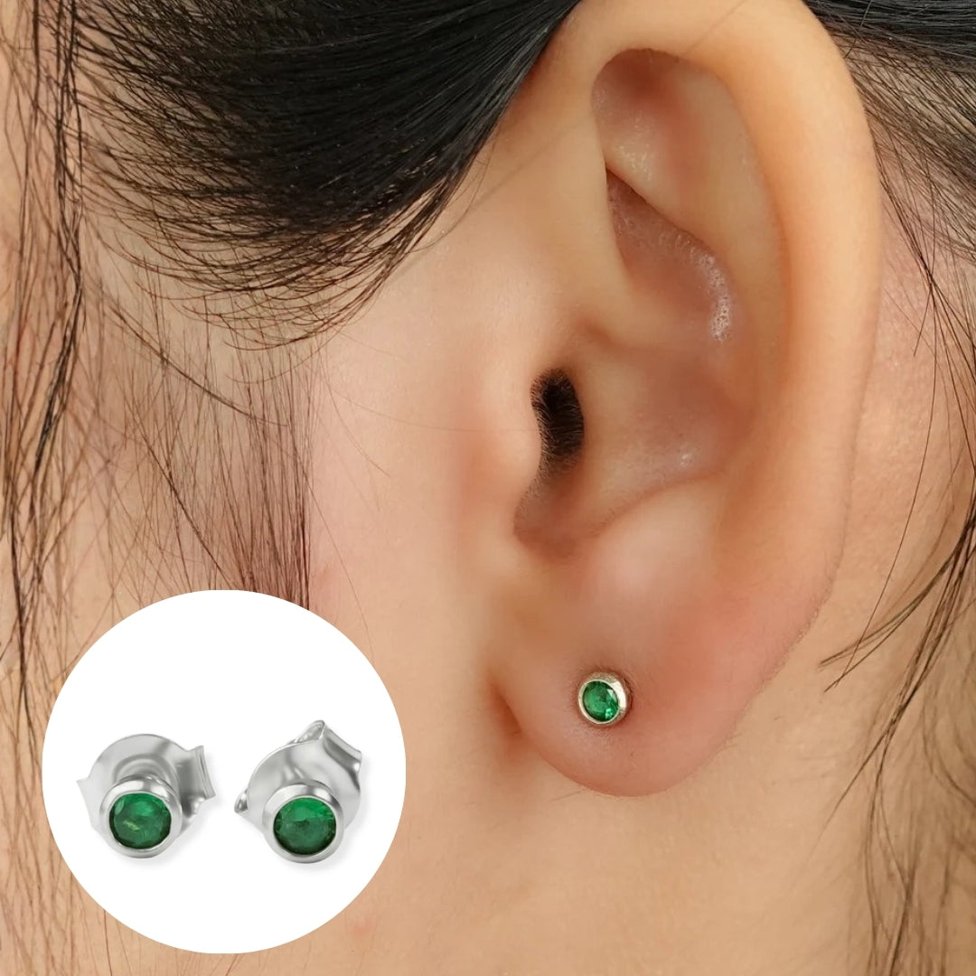 Tiny Green CZ Stud