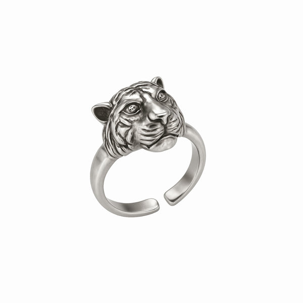 Silver Tiger unisex ring