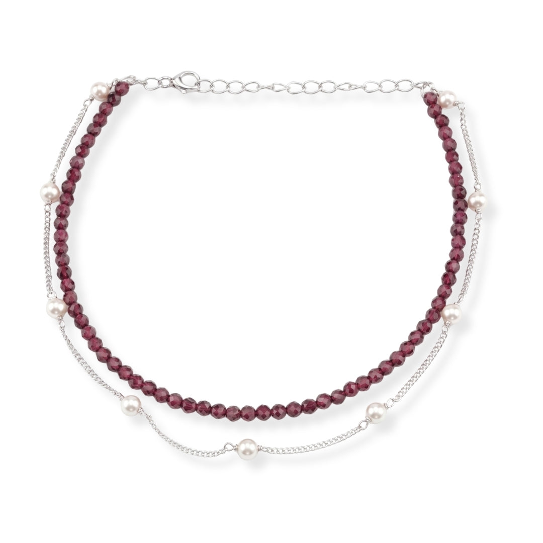 Garnet & Pearl Chain Anklet (Project Handmade)