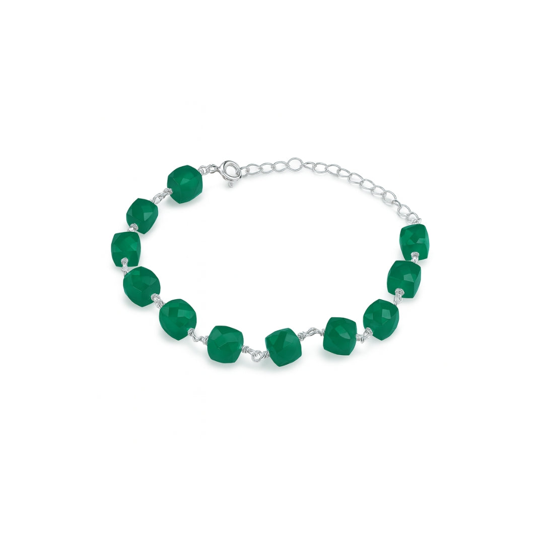 Green Onyx Silver Ganthan Bracelet